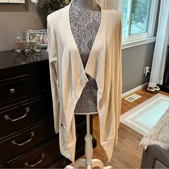 Lululemon Ribbed Wrap It Up Cardigan Sweater Beige Open Front Longline Size 12 - Picture 2 of 16